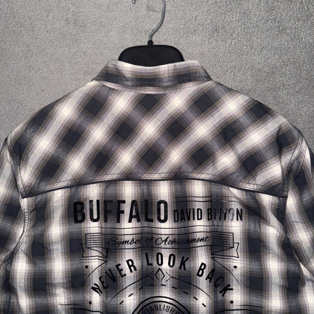 Buffalo David Bitton Shirt Medium Plaid Long Sleeve Back Graphic Button Up NWT - Picture 12 of 16